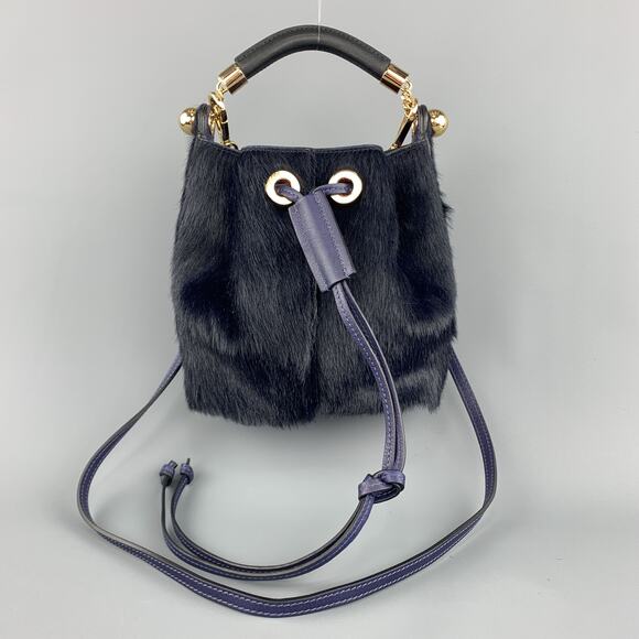 CHLOE Navy Pony Hair GALA Bucket Handbag - Picture 1 of 12